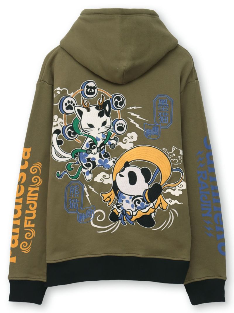  【SUMINEKO×PANDIESTA JAPAN】“風雷熊猫”刺繍入りZIPパーカー