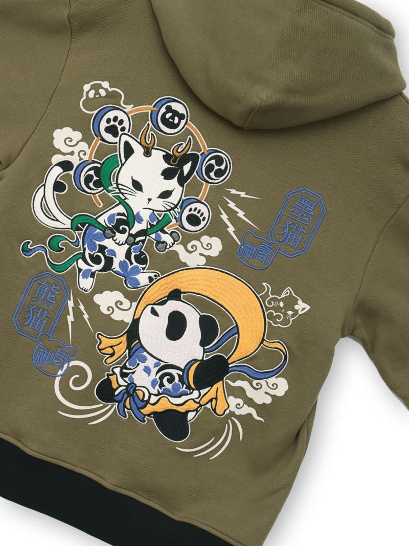  【SUMINEKO×PANDIESTA JAPAN】“風雷熊猫”刺繍入りZIPパーカー