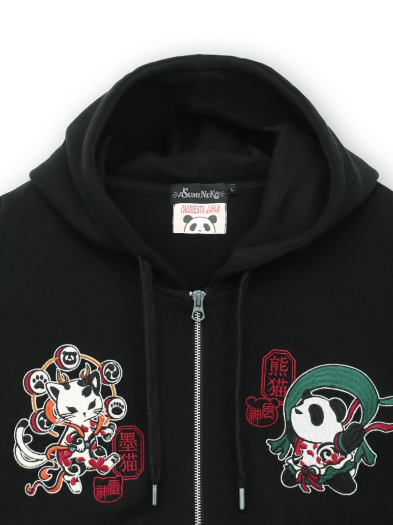  【SUMINEKO×PANDIESTA JAPAN】“風雷熊猫”刺繍入りZIPパーカー
