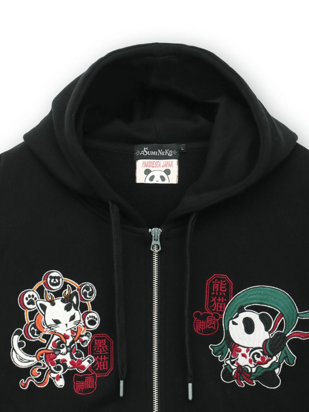  【SUMINEKO×PANDIESTA JAPAN】“風雷熊猫”刺繍入りZIPパーカー