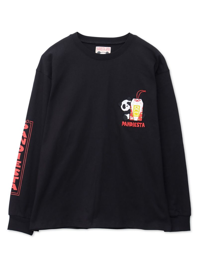 【PANDIESTA JAPAN】“お守りパンダ”刺繍入りロンT