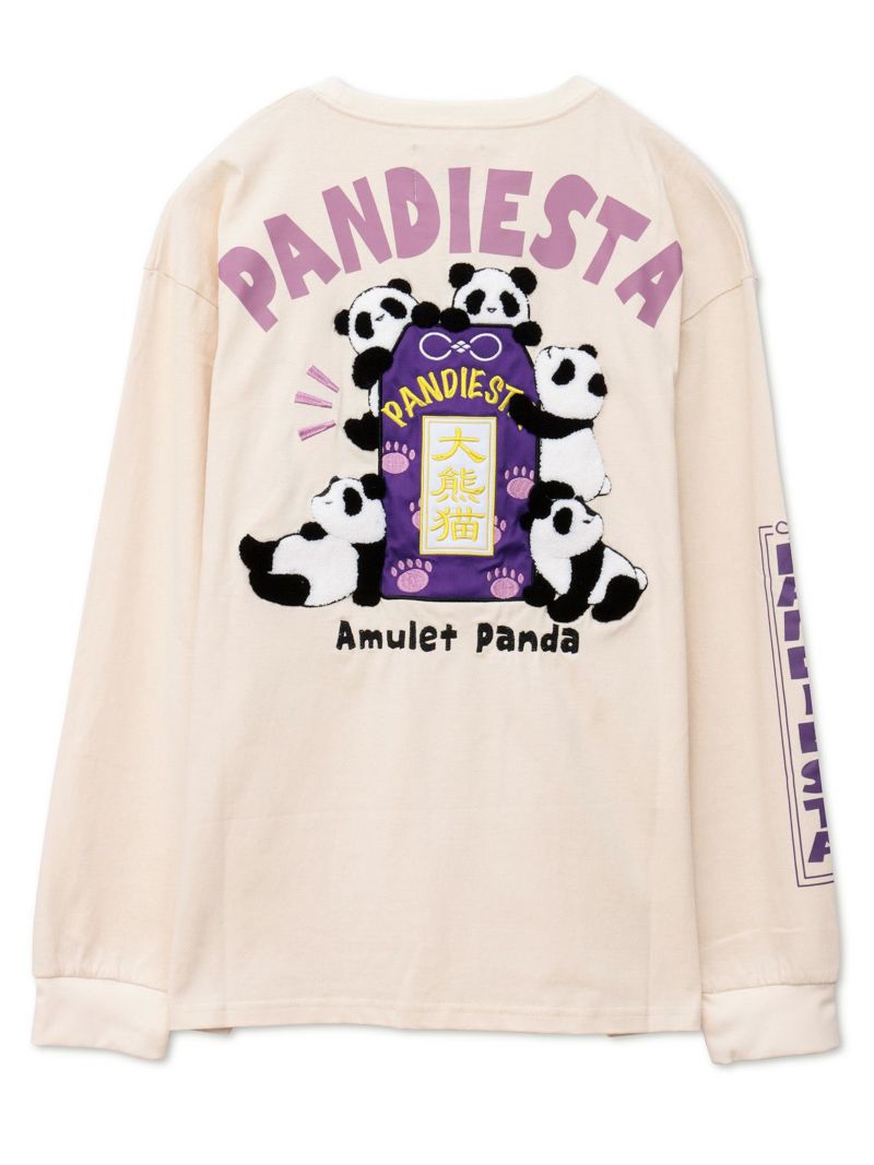 【PANDIESTA JAPAN】“お守りパンダ”刺繍入りロンT