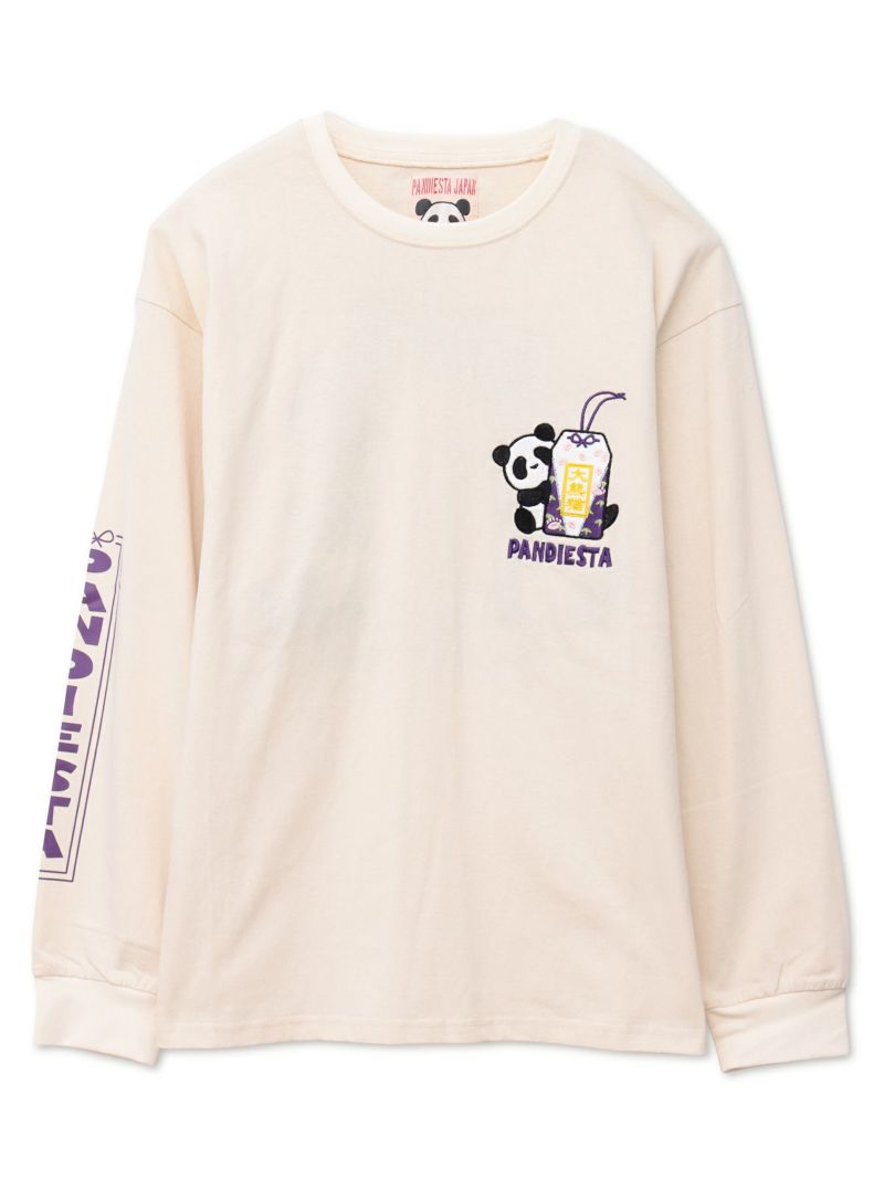 【PANDIESTA JAPAN】“お守りパンダ”刺繍入りロンT