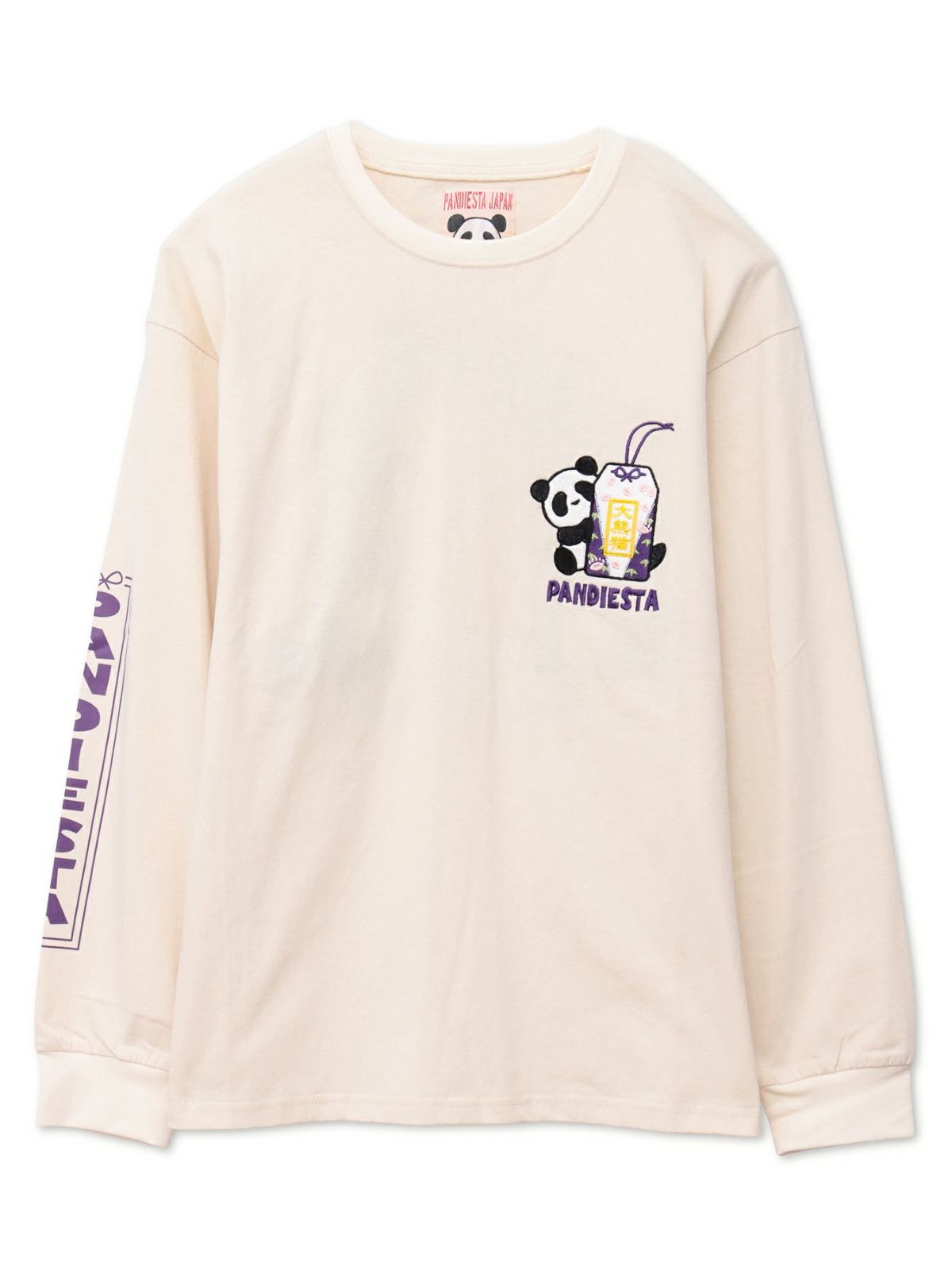【PANDIESTA JAPAN】“お守りパンダ”刺繍入りロンT