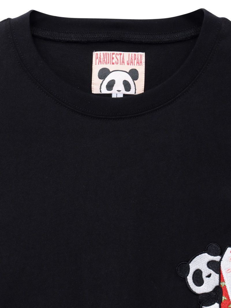 【PANDIESTA JAPAN】“お守りパンダ”刺繍入りロンT