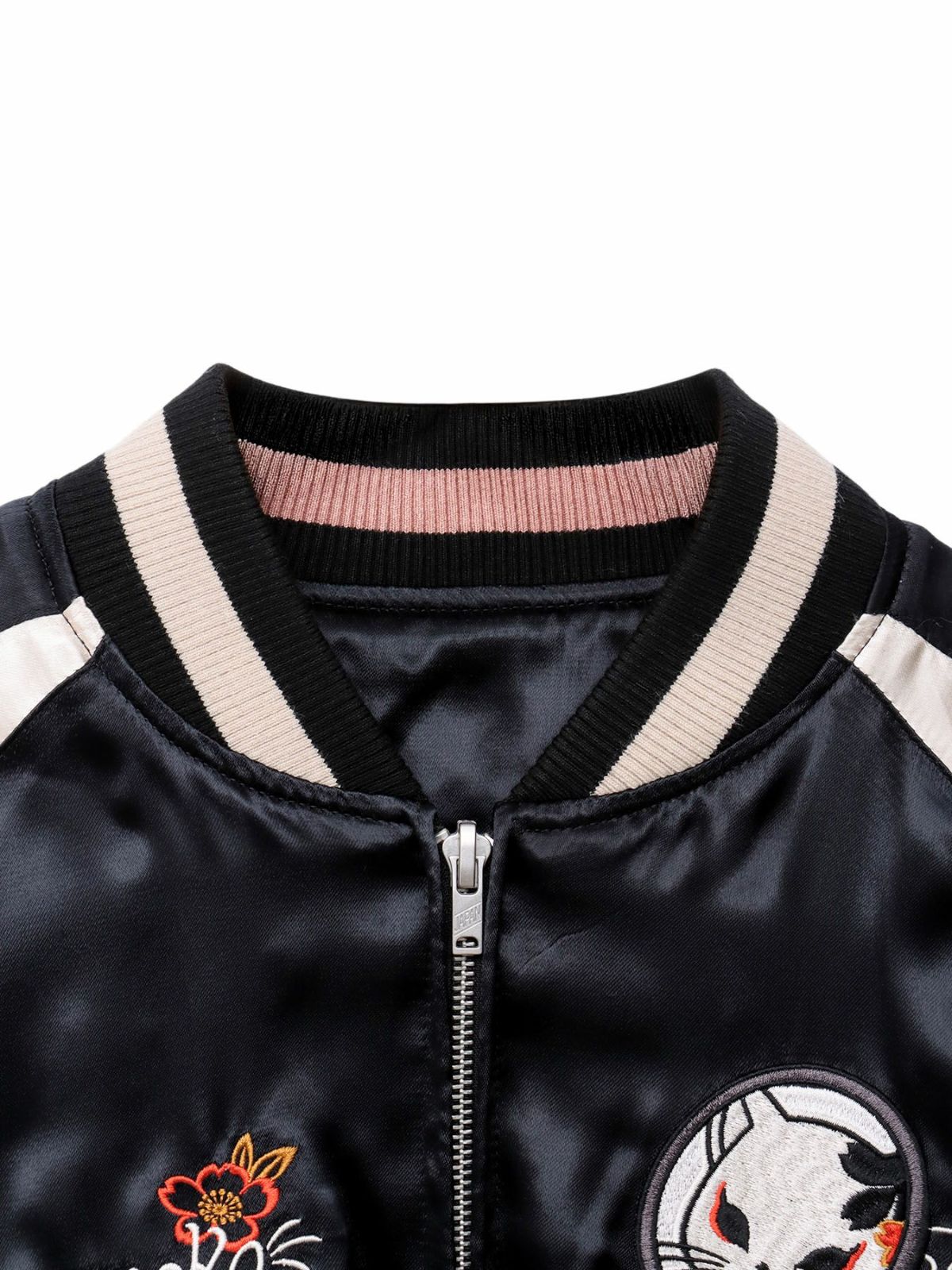 【SUMINEKO】“花魁猫／桜猫”総刺繍リバーシブルスカジャン