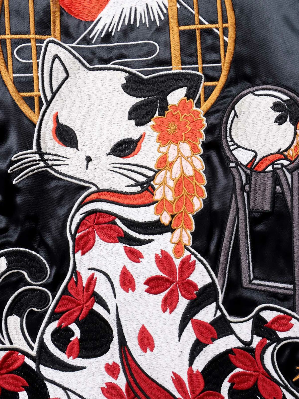 【SUMINEKO】“花魁猫／桜猫”総刺繍リバーシブルスカジャン