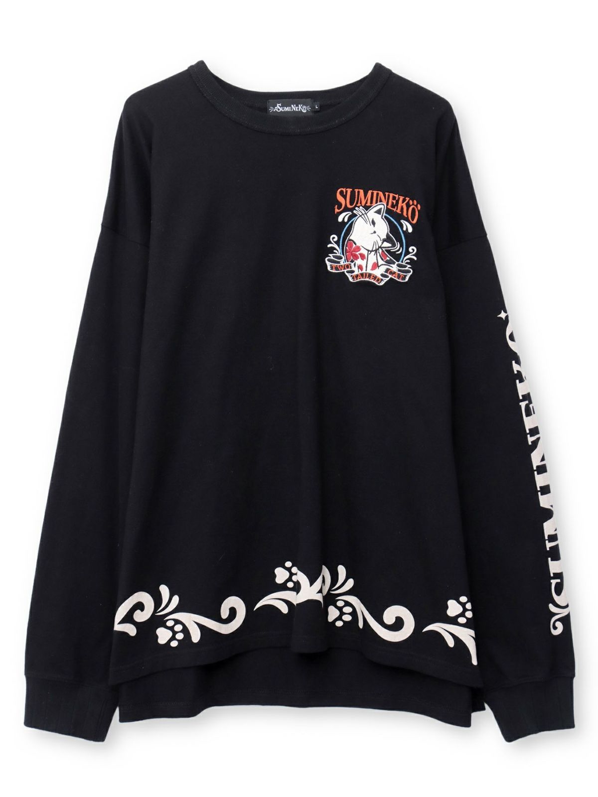 【SUMINEKO】“カリカリ猫”刺繍入りロンT