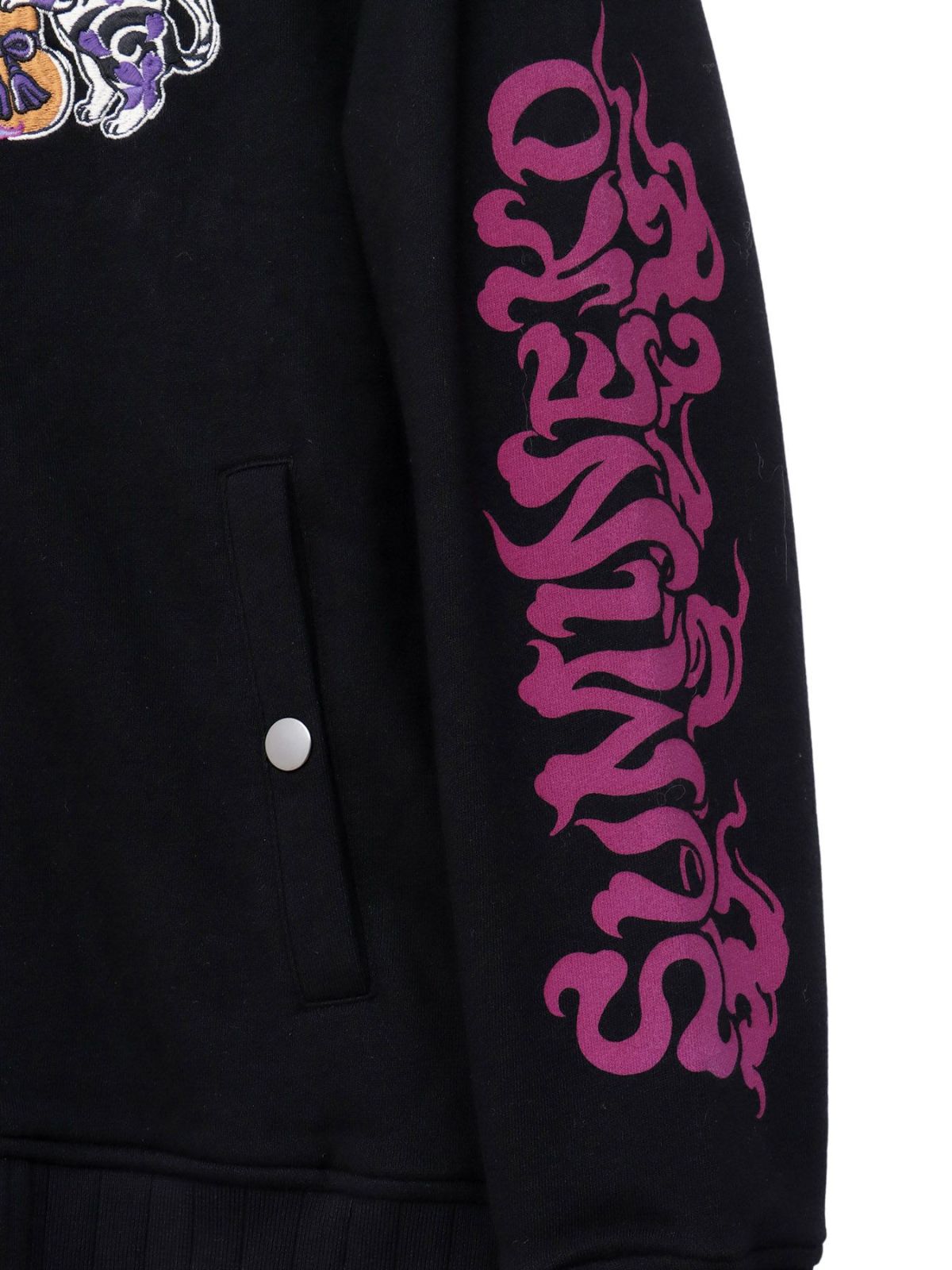 【SUMINEKO】“鬼猫”刺繍入りサイドボタンZIPパーカー