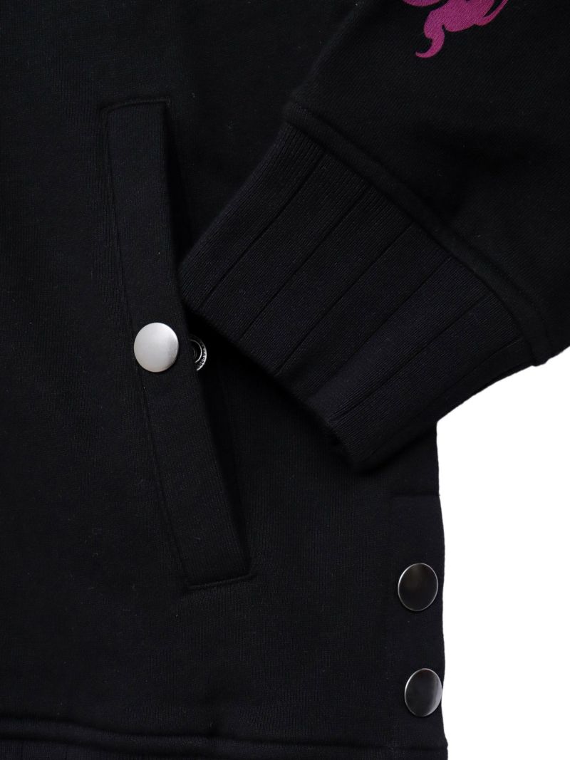 【SUMINEKO】“鬼猫”刺繍入りサイドボタンZIPパーカー