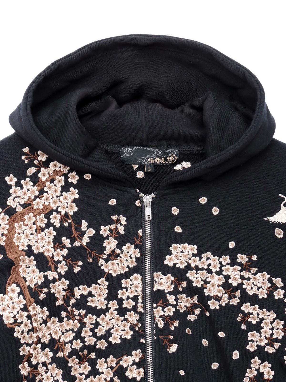 【絡繰魂・粋】“北斎神奈川沖浪裏”総刺繍ZIPパーカー