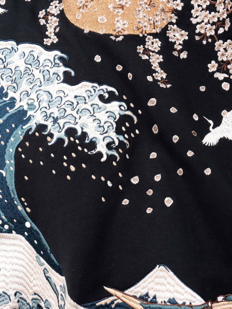 【絡繰魂・粋】“北斎神奈川沖浪裏”総刺繍ZIPパーカー