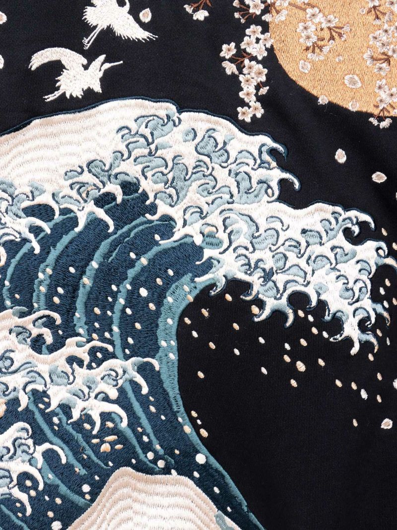 【絡繰魂・粋】“北斎神奈川沖浪裏”総刺繍ZIPパーカー