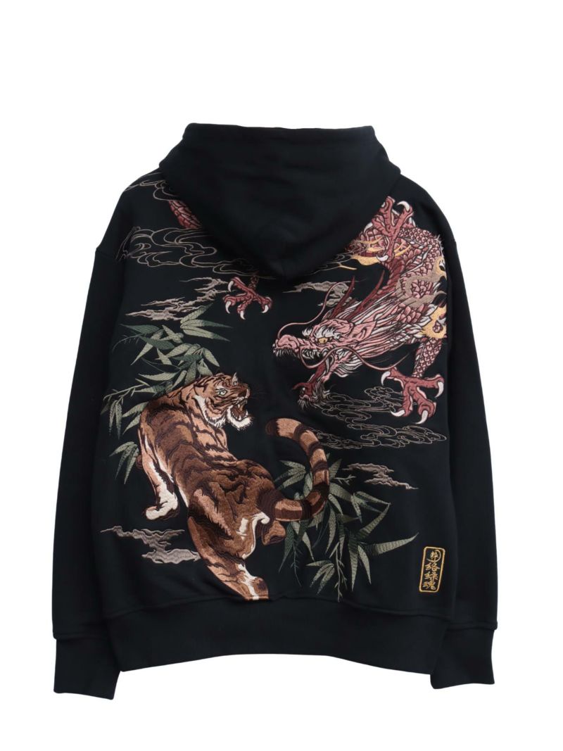 【絡繰魂・粋】“龍虎”総刺繍ZIPパーカー