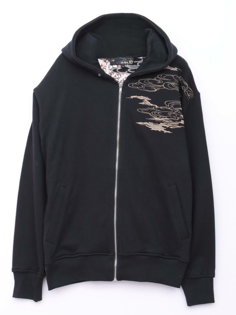 【絡繰魂・粋】“龍虎”総刺繍ZIPパーカー