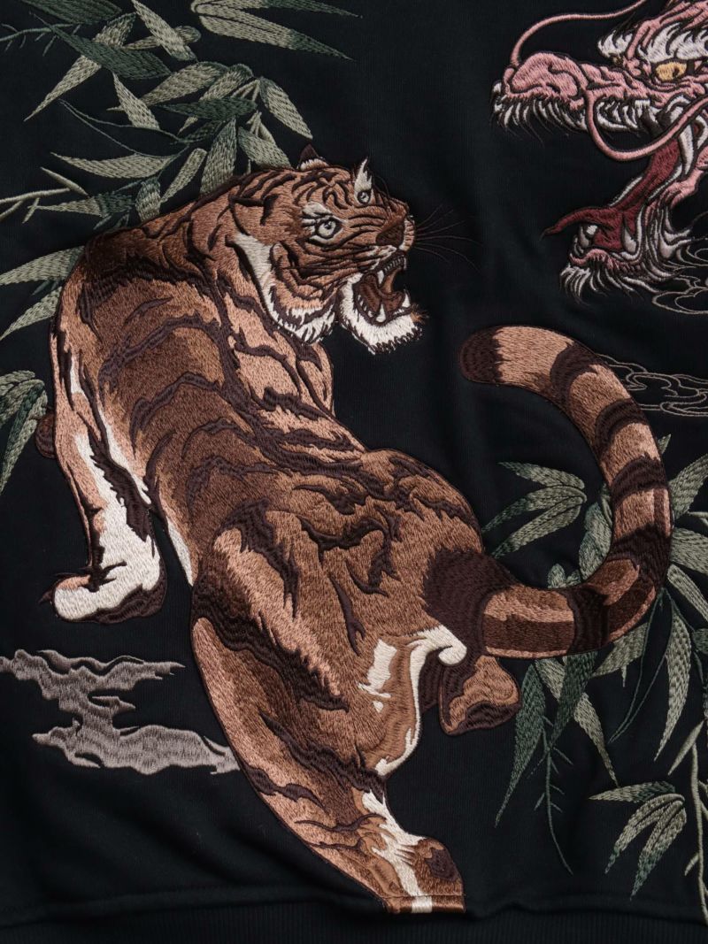 【絡繰魂・粋】“龍虎”総刺繍ZIPパーカー