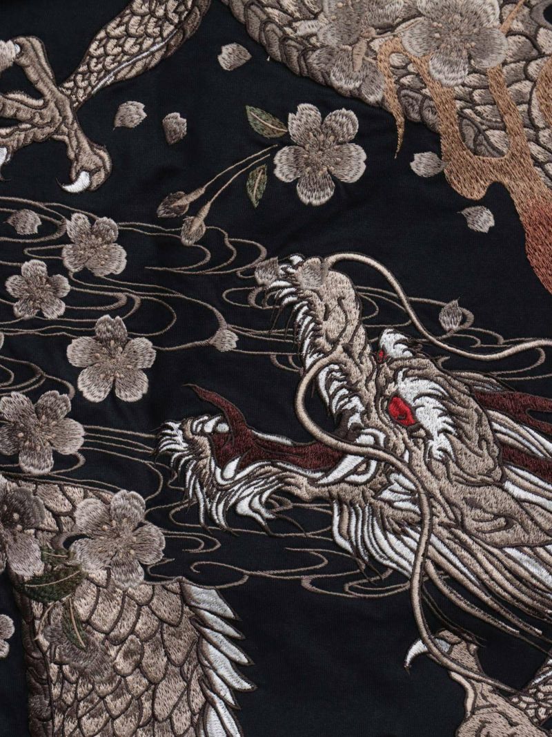 【絡繰魂・粋】“桜龍降臨”刺繍入りロンT