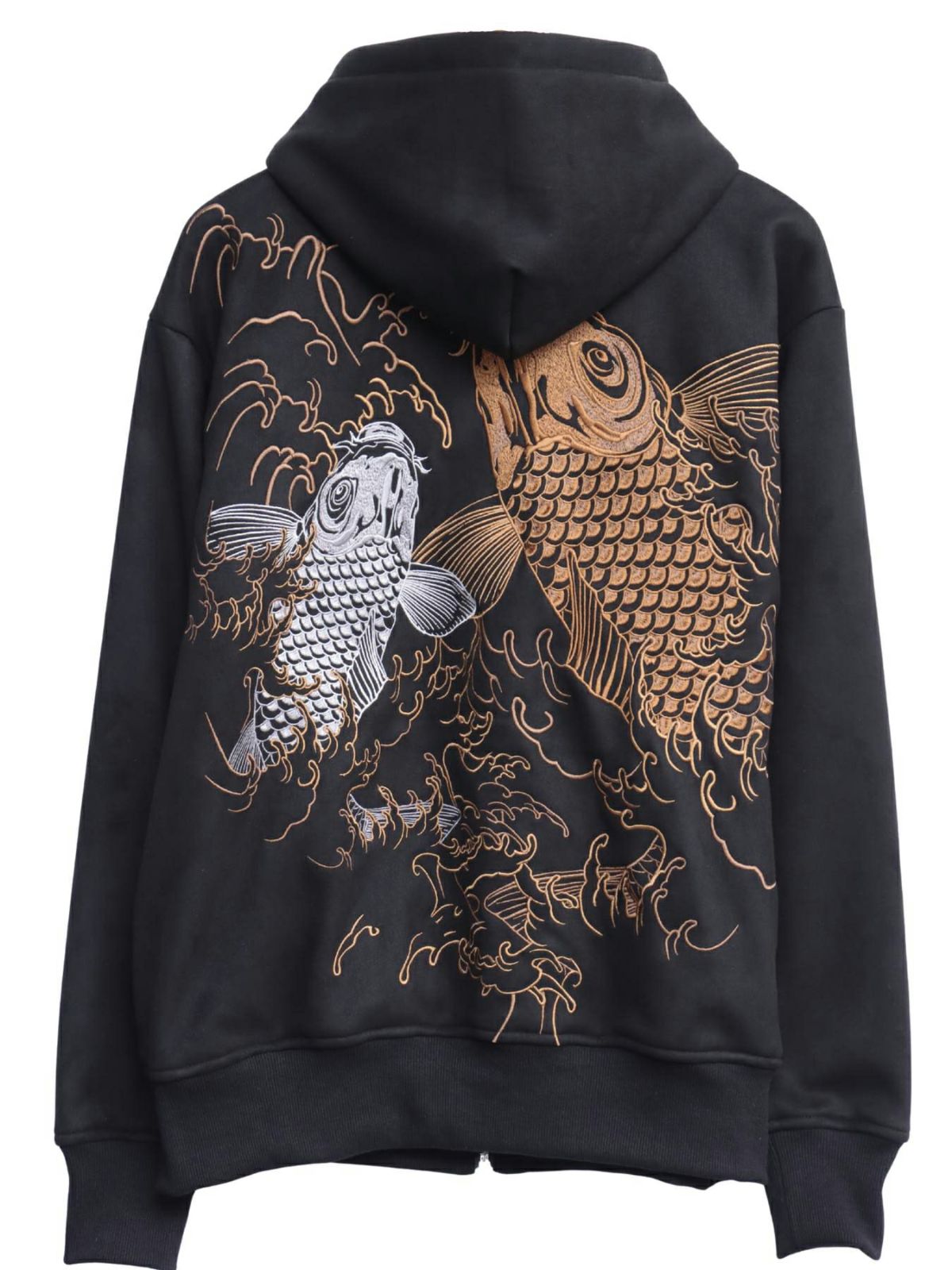 【絡繰魂・粋】“夫婦鯉”総刺繍ZIPパーカー