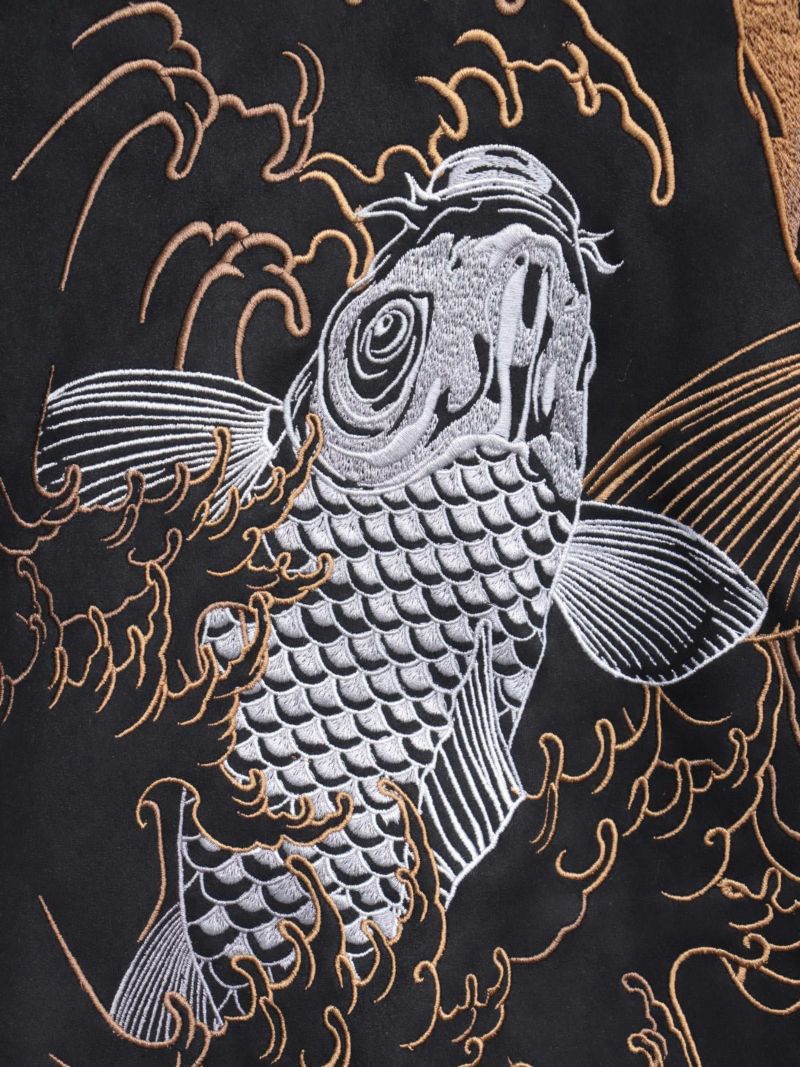 【絡繰魂・粋】“夫婦鯉”総刺繍ZIPパーカー