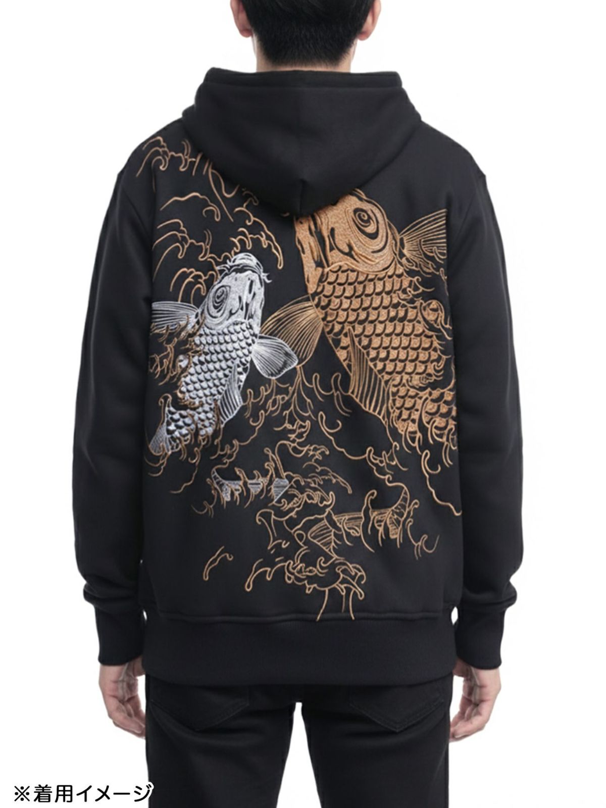 【絡繰魂・粋】“夫婦鯉”総刺繍ZIPパーカー