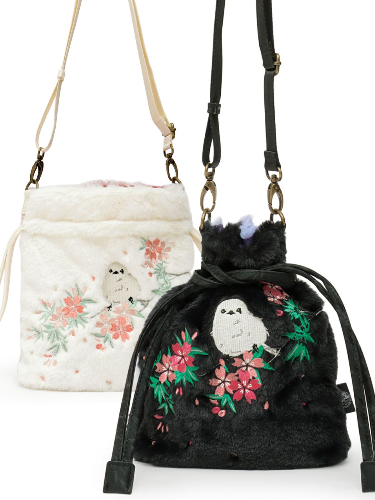 【雅結】シマエナガ 2WAY巾着バッグ