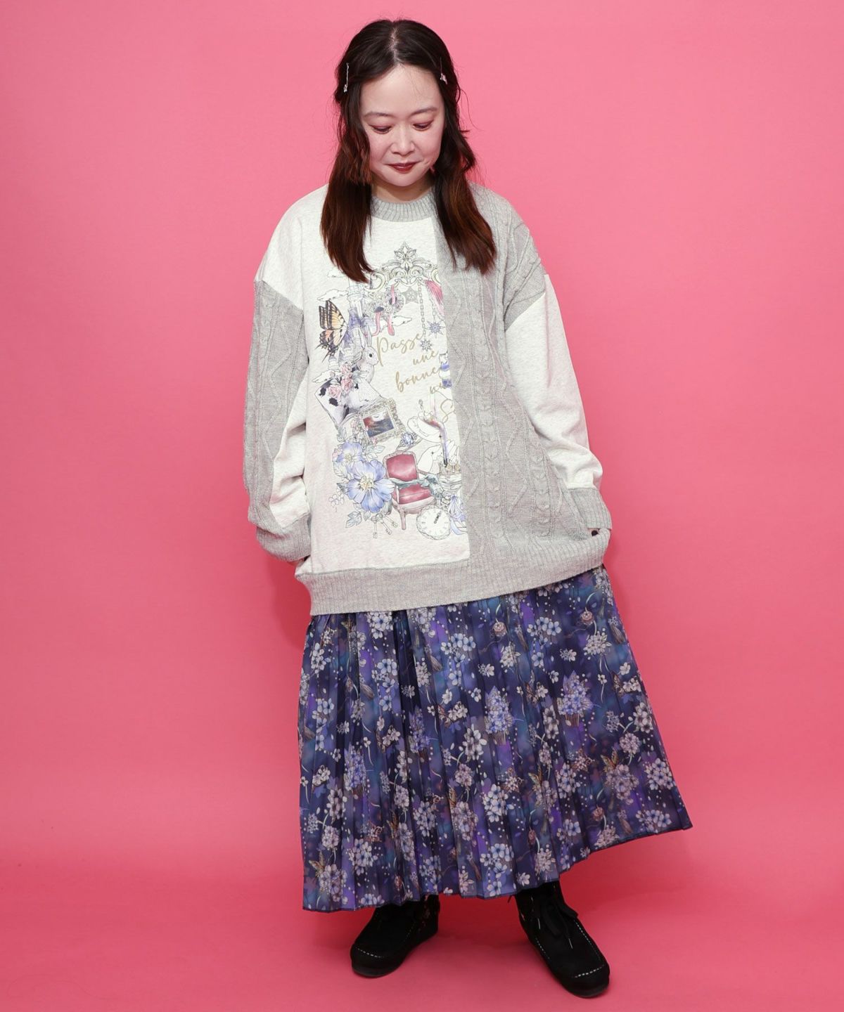 【雅結×iS ScoLar】コラボ 花蝶リバーシブルスカート