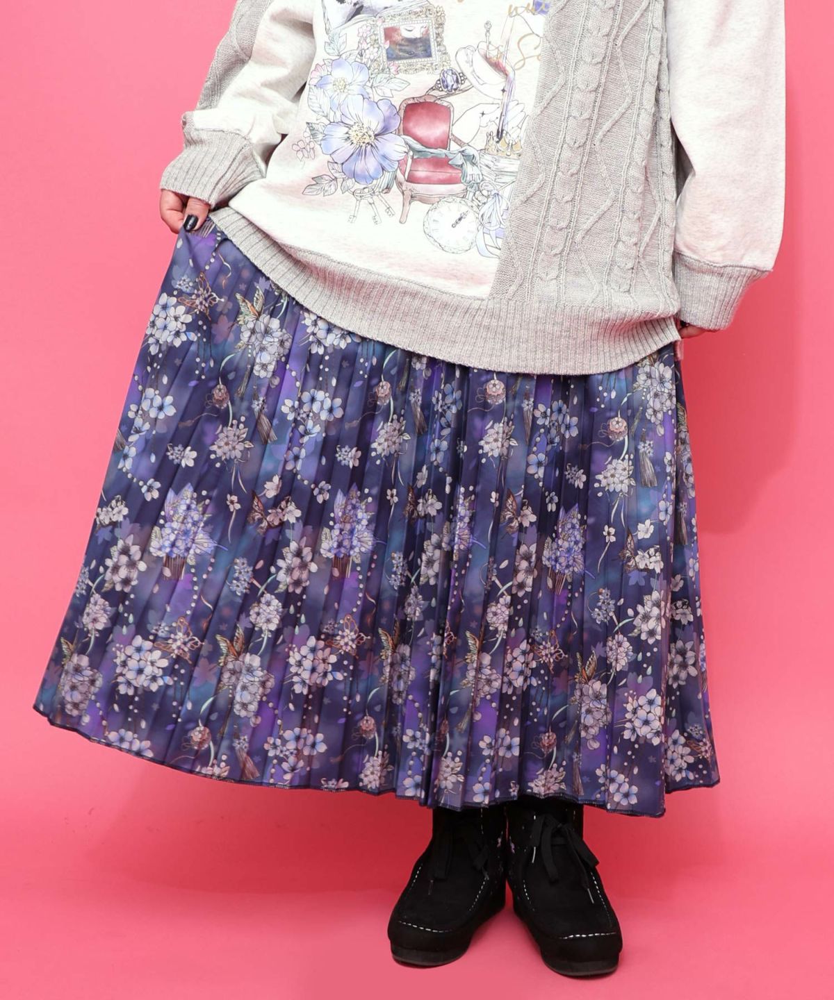 【雅結×iS ScoLar】コラボ 花蝶リバーシブルスカート