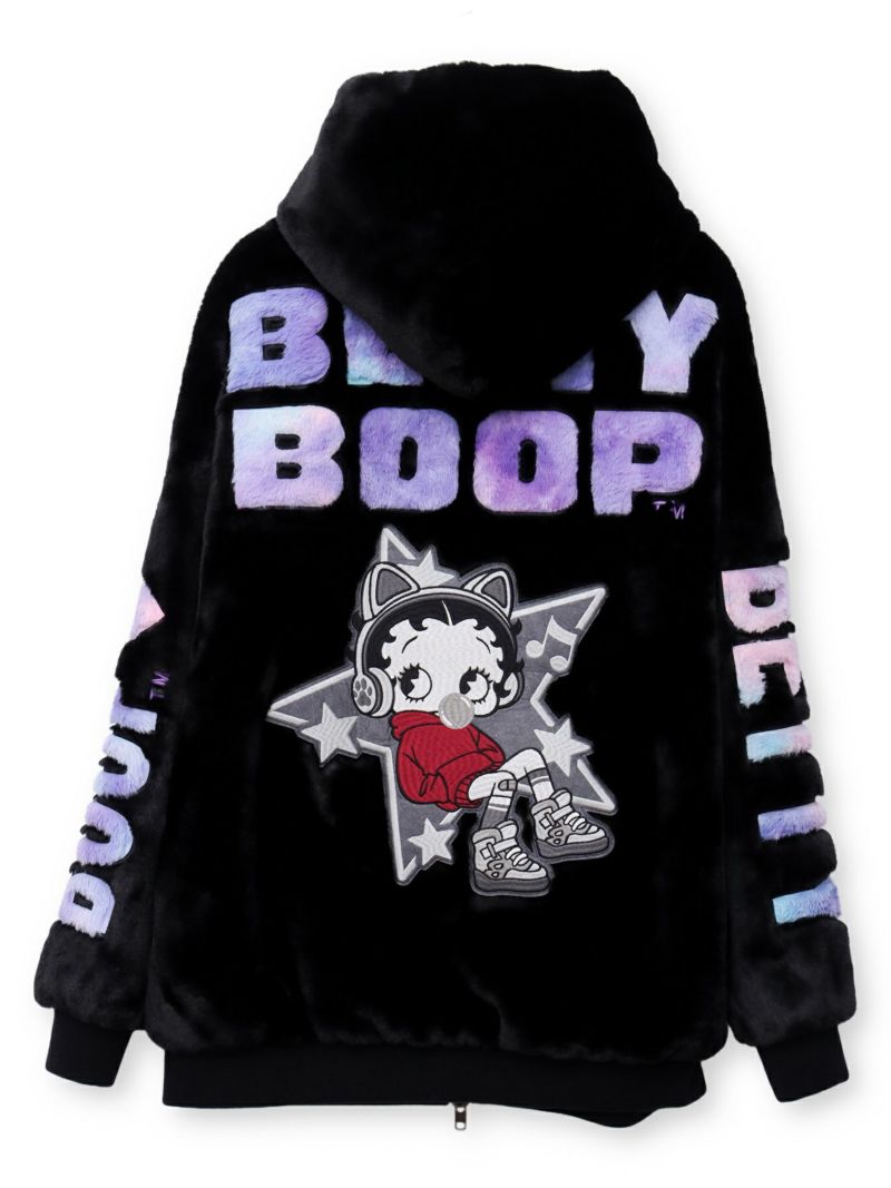 【BETTY BOOP】“TOXIC BETTY”刺繍入りファーパーカー〔別注〕