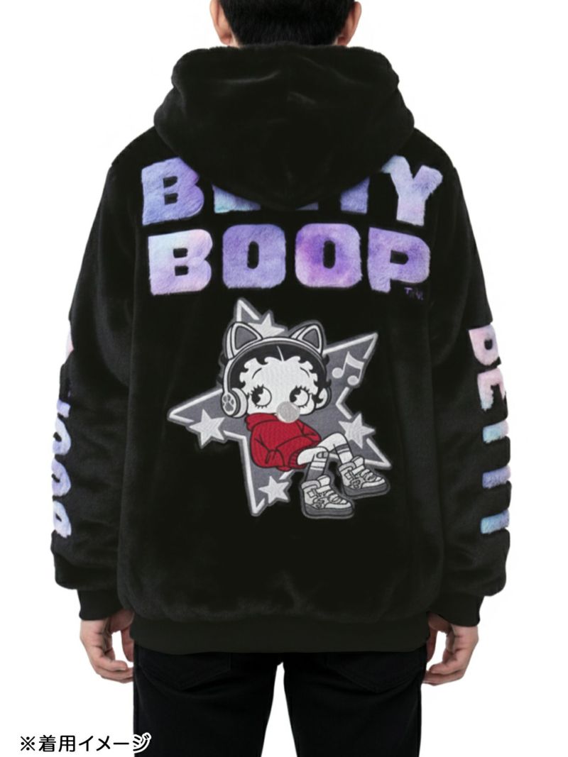 【BETTY BOOP】“TOXIC BETTY”刺繍入りファーパーカー〔別注〕