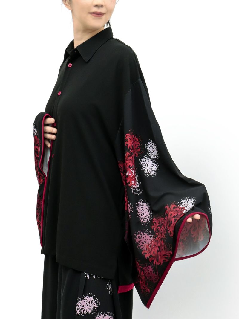 【雅結 -EN-】“彼岸花”昇華転写振袖シャツ