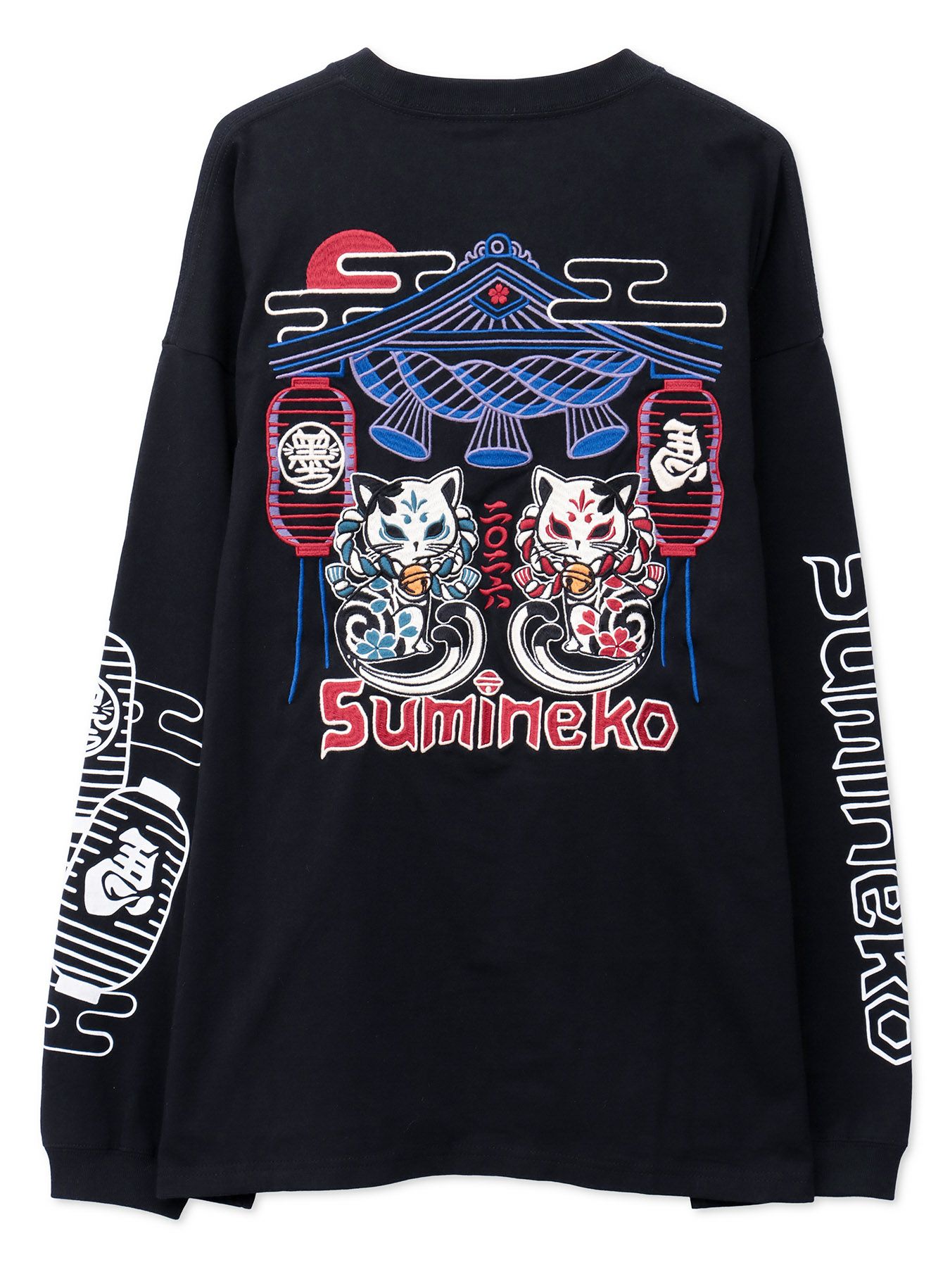 【SUMINEKO】“お参り猫”刺繍入りロンT