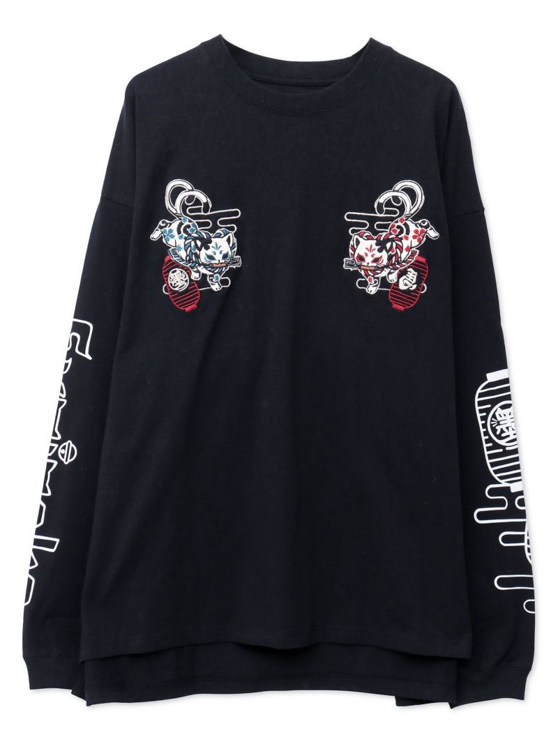 【SUMINEKO】“お参り猫”刺繍入りロンT