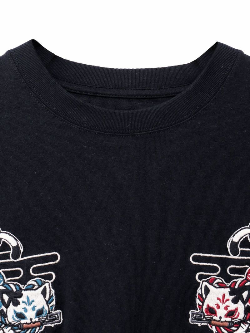 【SUMINEKO】“お参り猫”刺繍入りロンT