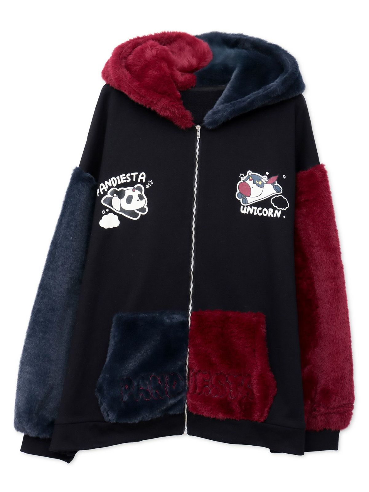 【PANDIESTA JAPAN】“初夢ユニコーン”フェイクファー切替ZIPパーカー