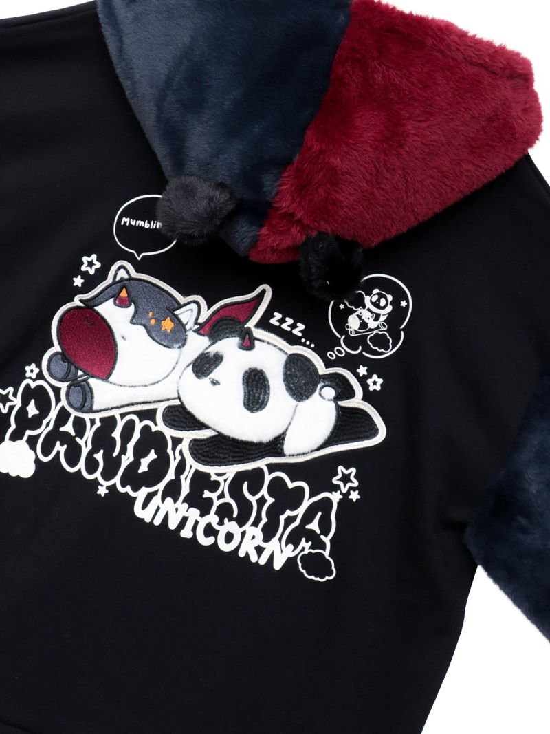 【PANDIESTA JAPAN】“初夢ユニコーン”フェイクファー切替ZIPパーカー