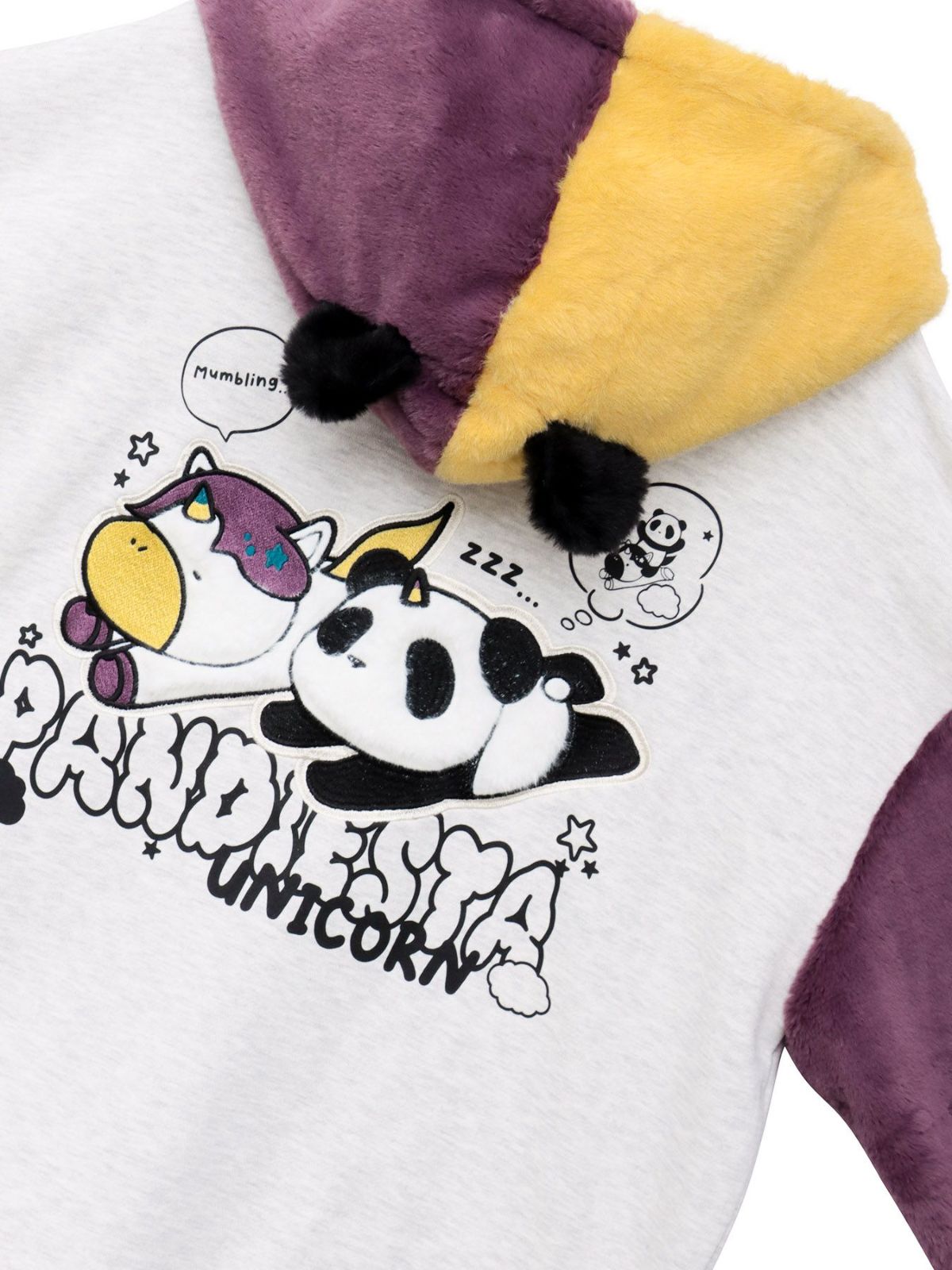 【PANDIESTA JAPAN】“初夢ユニコーン”フェイクファー切替ZIPパーカー