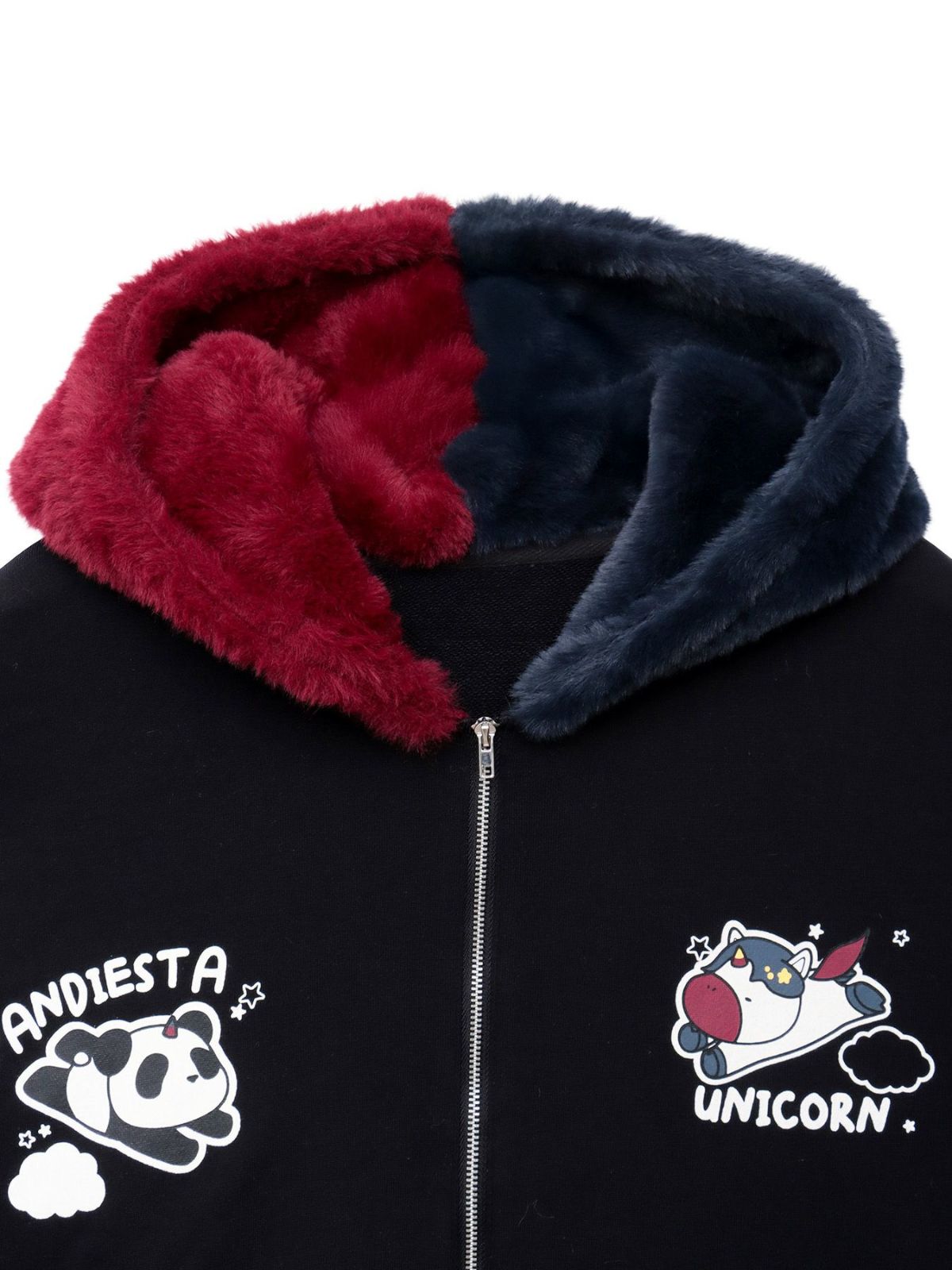 【PANDIESTA JAPAN】“初夢ユニコーン”フェイクファー切替ZIPパーカー