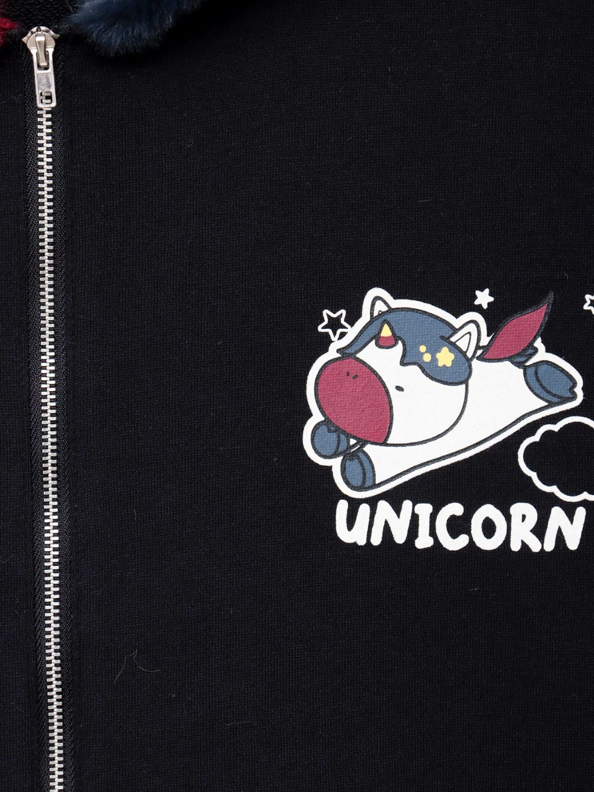 【PANDIESTA JAPAN】“初夢ユニコーン”フェイクファー切替ZIPパーカー