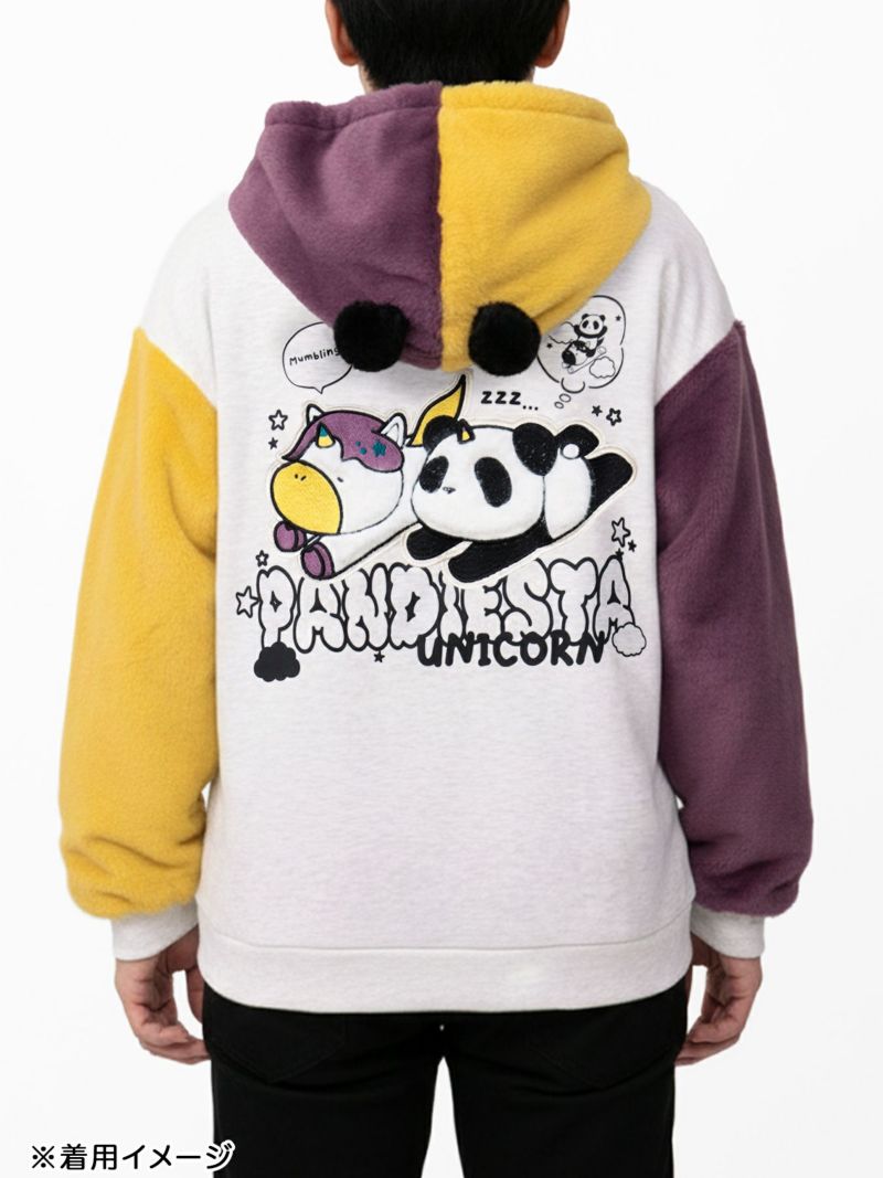 【PANDIESTA JAPAN】“初夢ユニコーン”フェイクファー切替ZIPパーカー