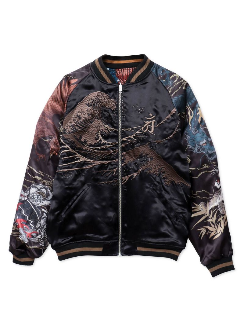 【絡繰魂・頂】“四神と麒麟”総刺リバーシブルスカジャン〔別注〕