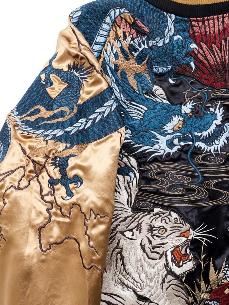 【絡繰魂・頂】“四神と麒麟”総刺リバーシブルスカジャン〔別注〕