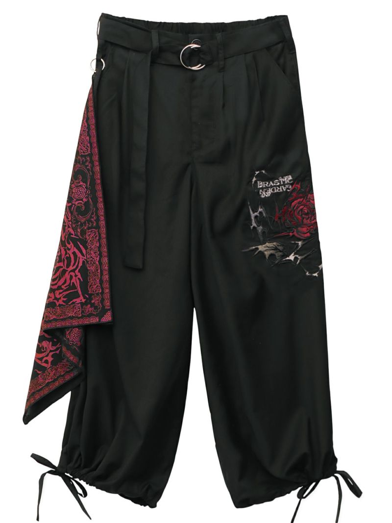 【DRASTIC GARDEN】“稲妻ノ薔薇”総刺繍ワイドパンツ