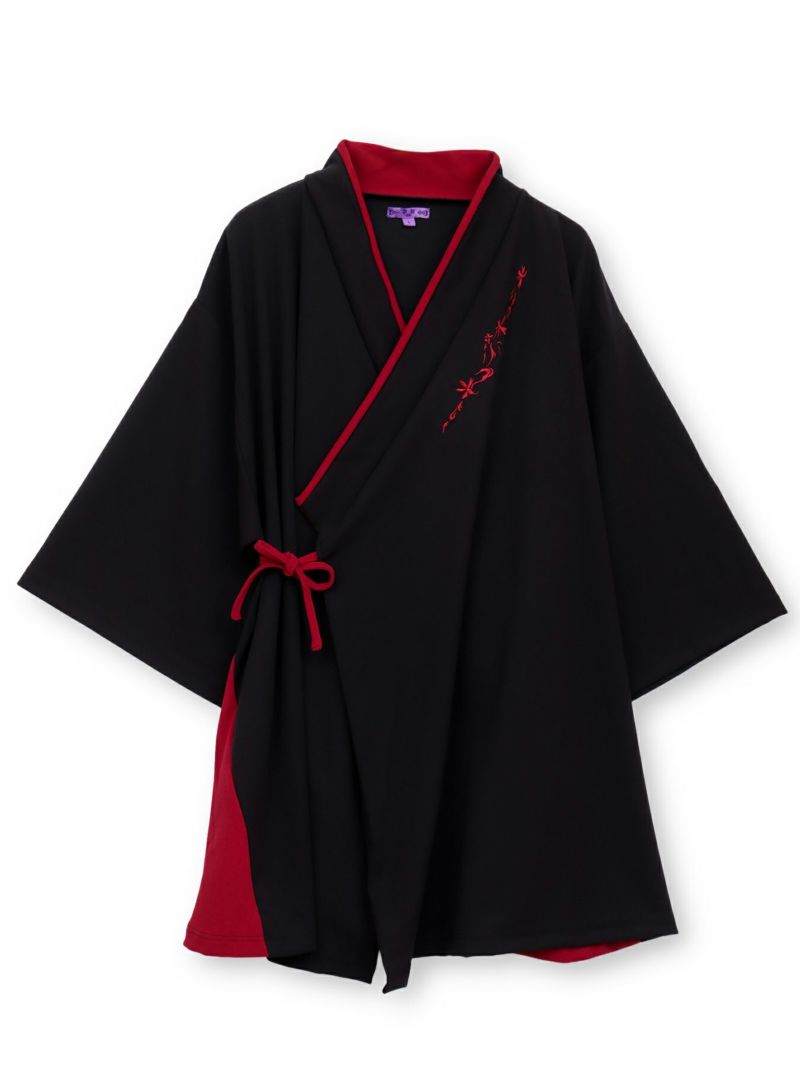 【雅結 -EN-】“九尾”刺繍入りキモノスリーブ8分袖 変形シャツ