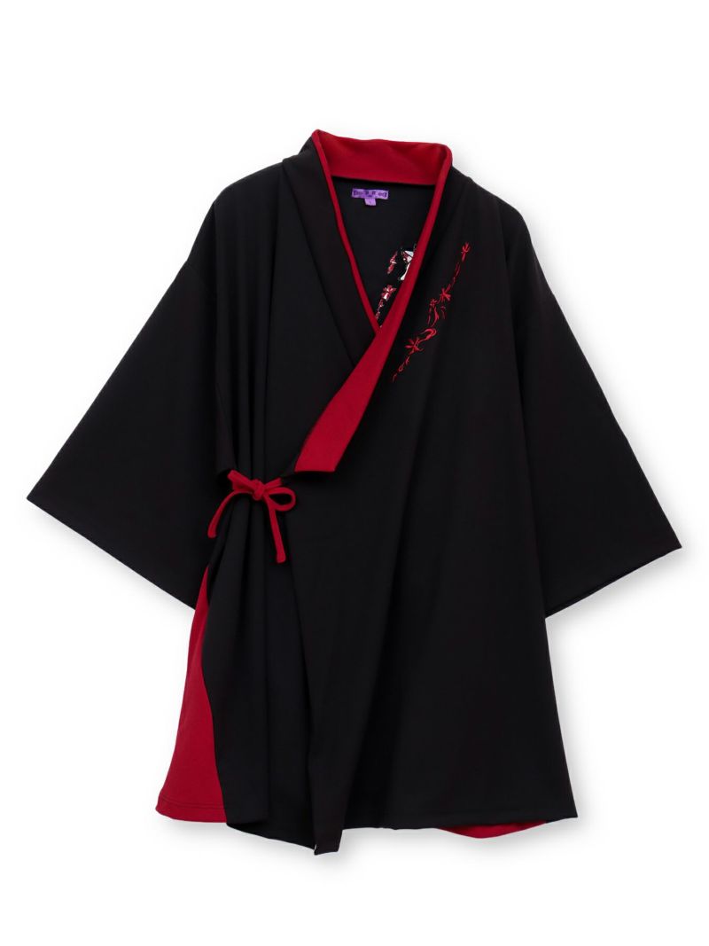 【雅結 -EN-】“九尾”刺繍入りキモノスリーブ8分袖 変形シャツ