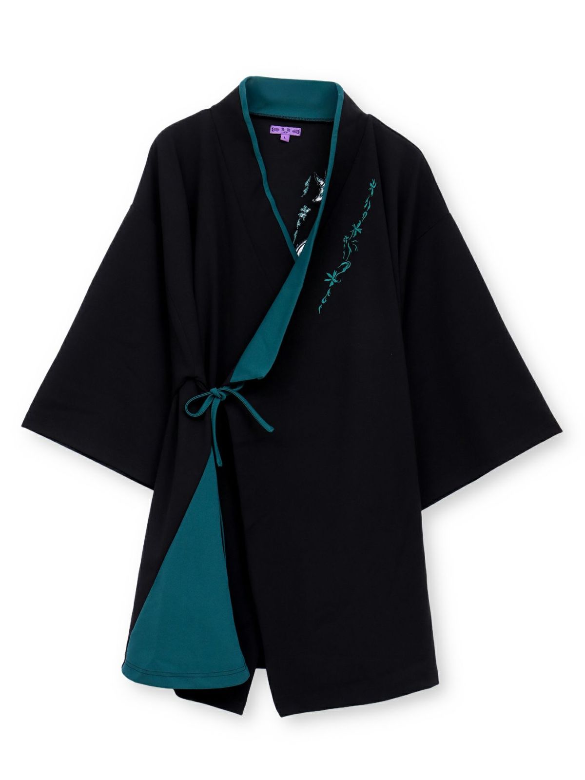 【雅結 -EN-】“九尾”刺繍入りキモノスリーブ8分袖 変形シャツ