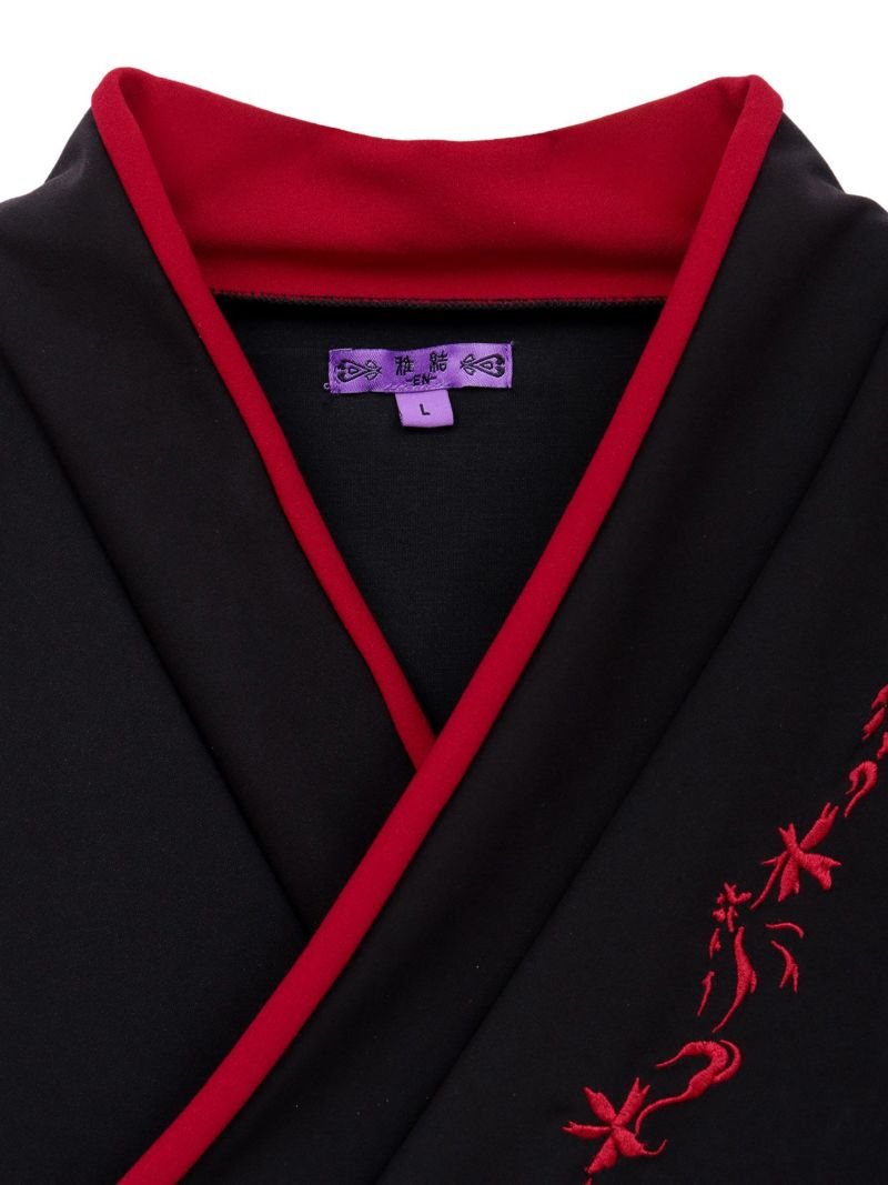 【雅結 -EN-】“九尾”刺繍入りキモノスリーブ8分袖 変形シャツ