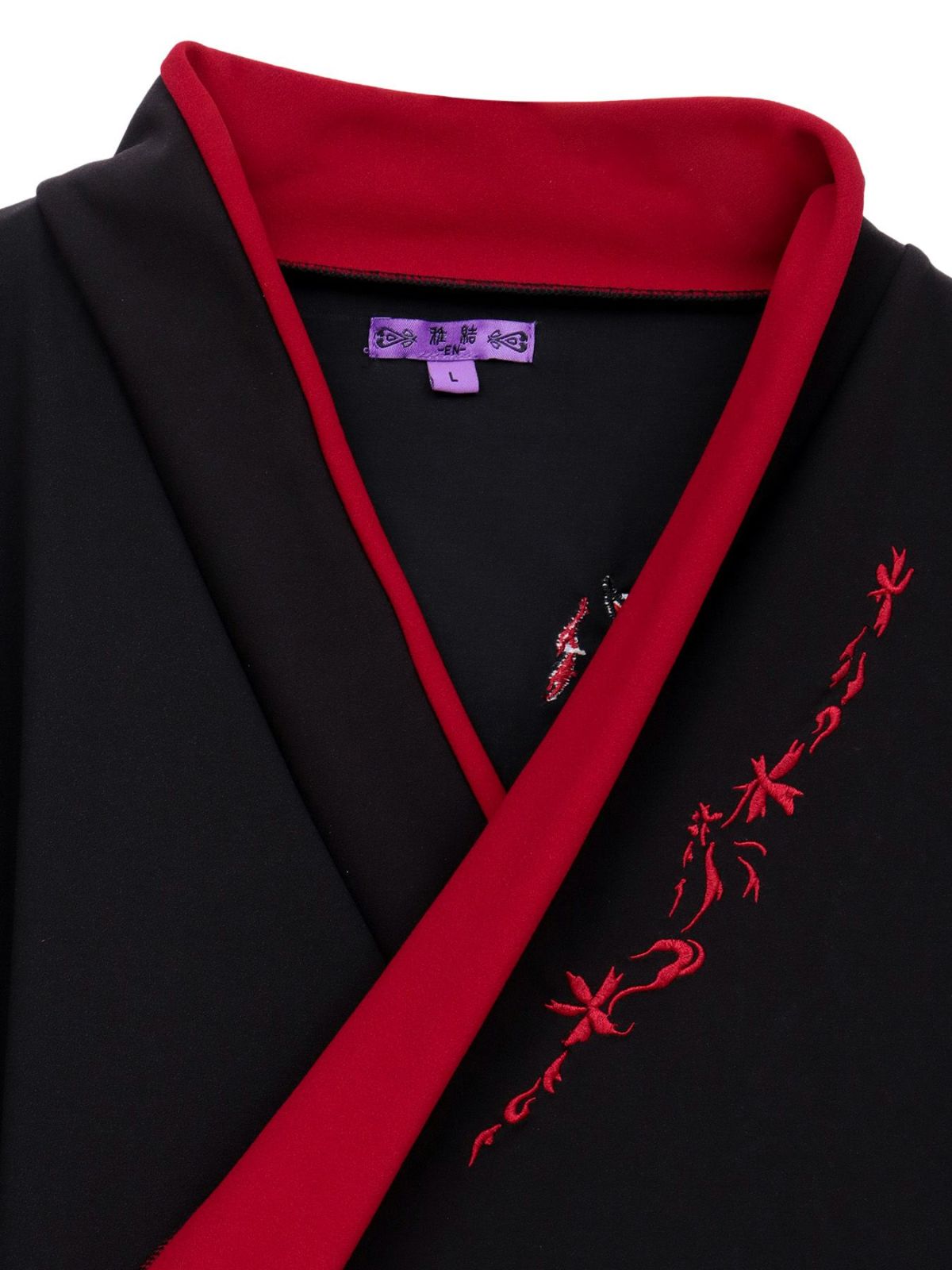 【雅結 -EN-】“九尾”刺繍入りキモノスリーブ8分袖 変形シャツ