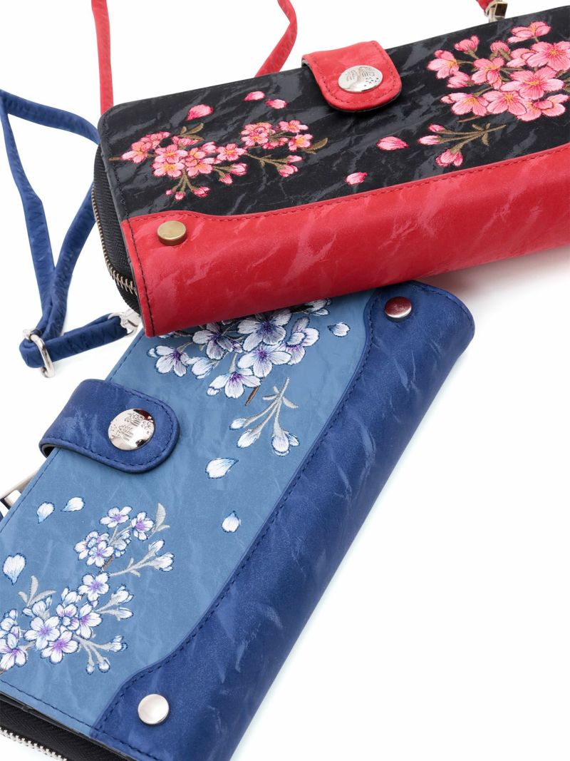 【雅結】桜刺繍ショルダーウォレット