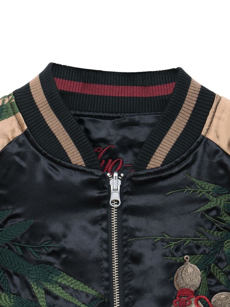 【絡繰魂・粋】“猫又と瓢箪”総刺繍リバーシブルスカジャン