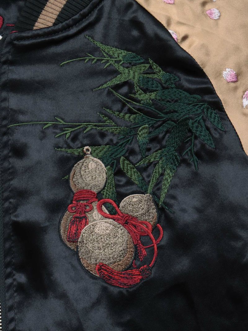 【絡繰魂・粋】“猫又と瓢箪”総刺繍リバーシブルスカジャン